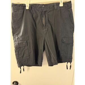 St. Johns Bay Mens Black Ripstop Cargo Shorts Size 38 Cotton Utility Outdoor
